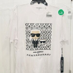 Karl Lagerfeld White Graphic T-Shirt for Men S.Large